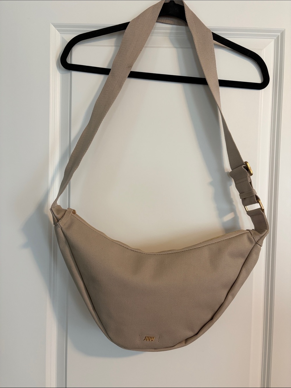 July Everyday Crescent Bag - Sand/Taupe Canvas Crossbody Sling